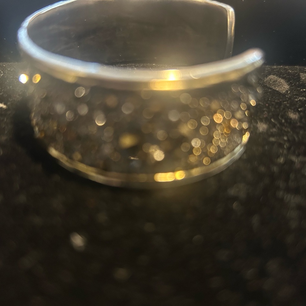 Chic Cuff Silver with Gold Accents Bracelet with Brown Detailing - Picture 4 of 6